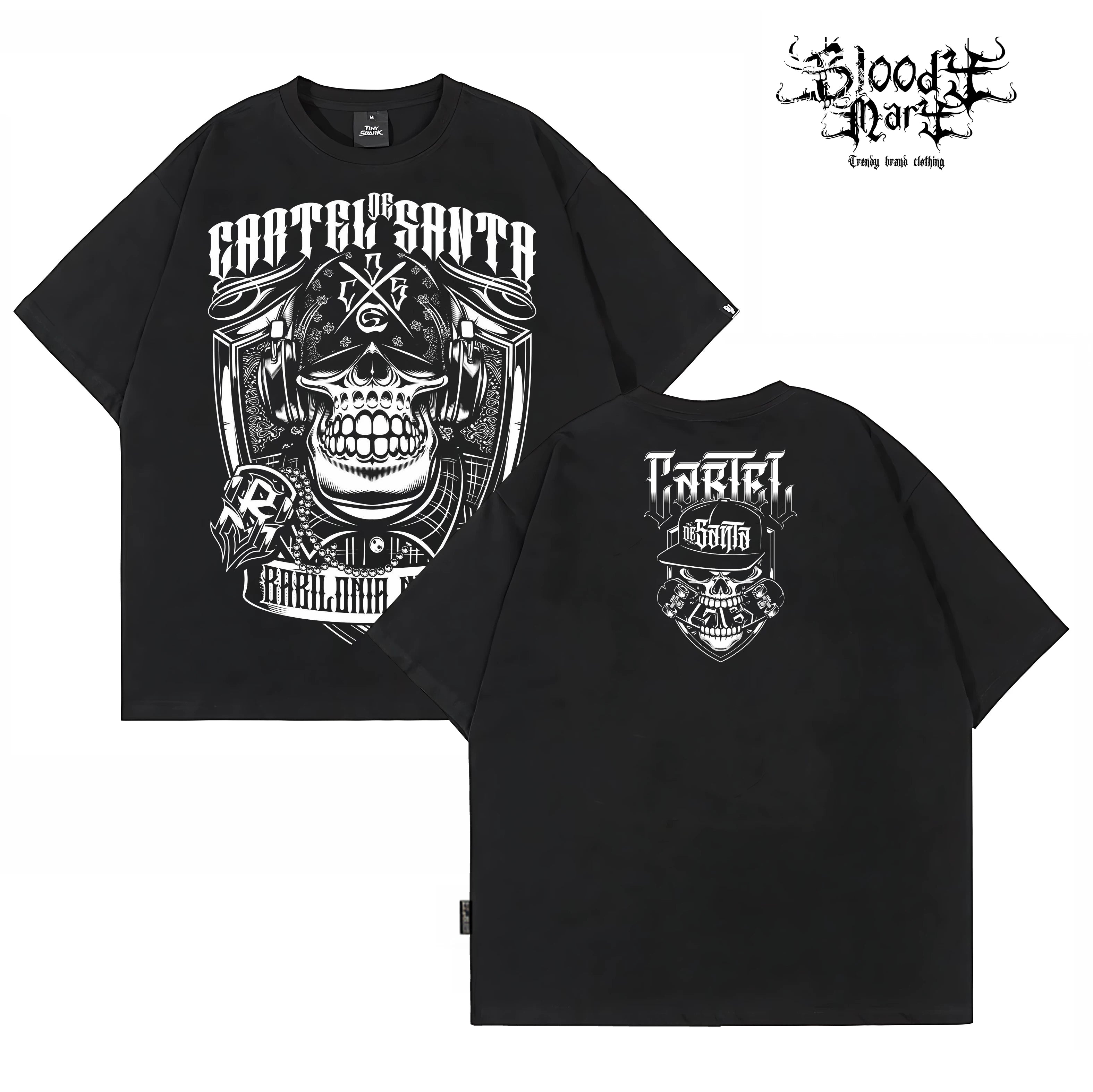 Original American street flower font, Fugu Chicano loose cotton, heavyweight, niche hip-hop tattoo artist, trendy brand T