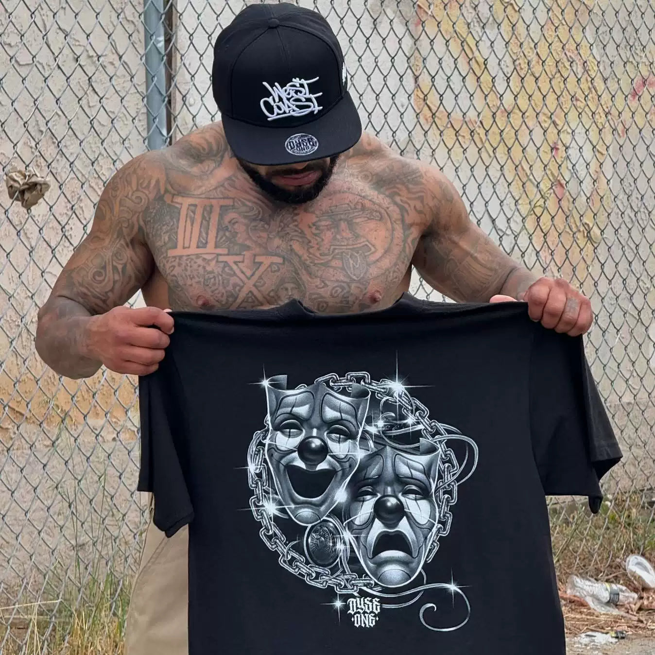 China-Chic American Street Chicano Short Sleeve Loose Cotton Heavyweight Little Popular Hip Hop Tattoo T-shirt