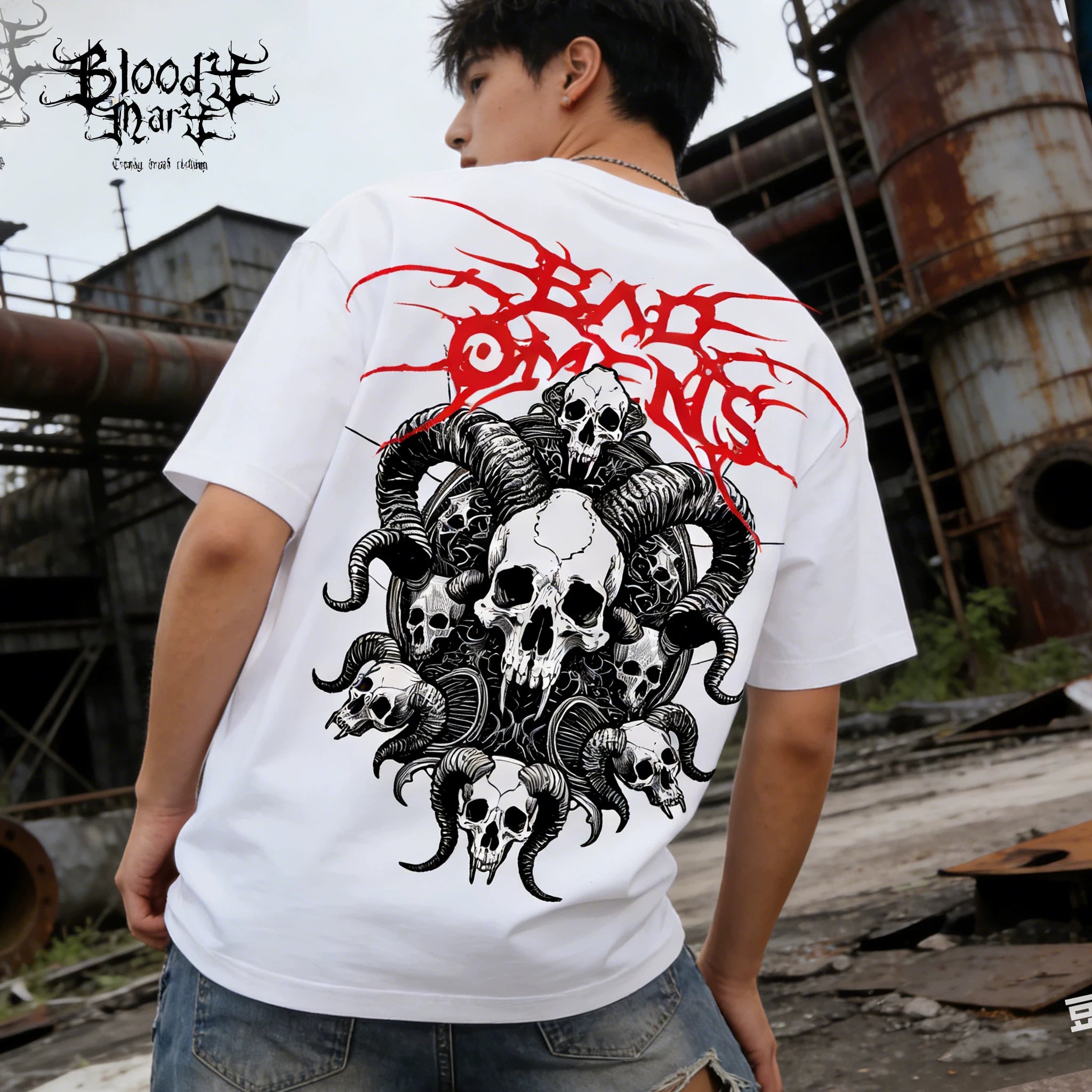American street Chicano floral font short sleeved loose cotton heavyweight niche hip-hop tattoo artist trendy T-shirt