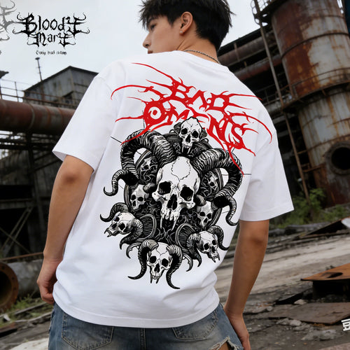 American street Chicano floral font short sleeved loose cotton heavyweight niche hip-hop tattoo artist trendy T-shirt
