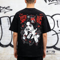 Original trendy cartoon West Coast tattoo artist brand, pure cotton heavyweight American street round neck short sleeved T-shirt, niche