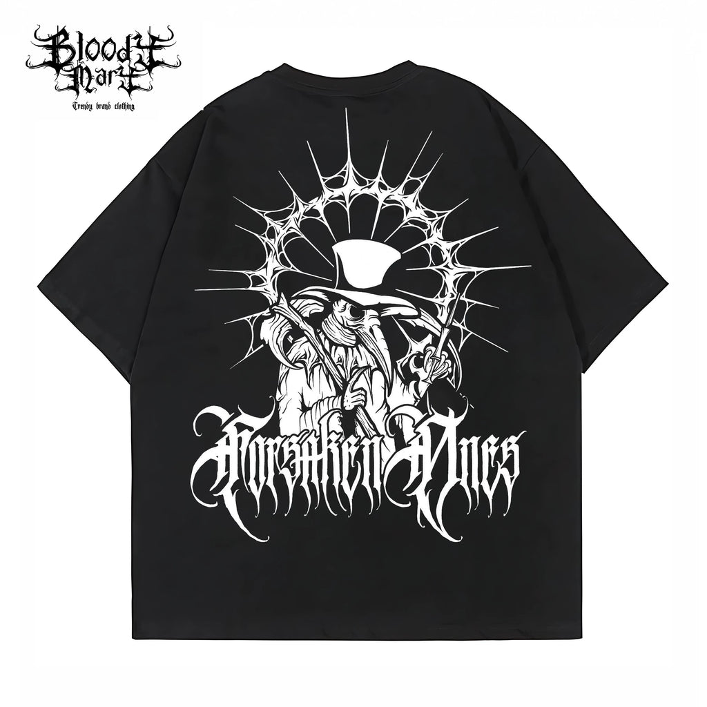 American street rose skeleton short sleeved loose pure cotton heavyweight niche hip-hop fashion brand tattoo artist T-shirt