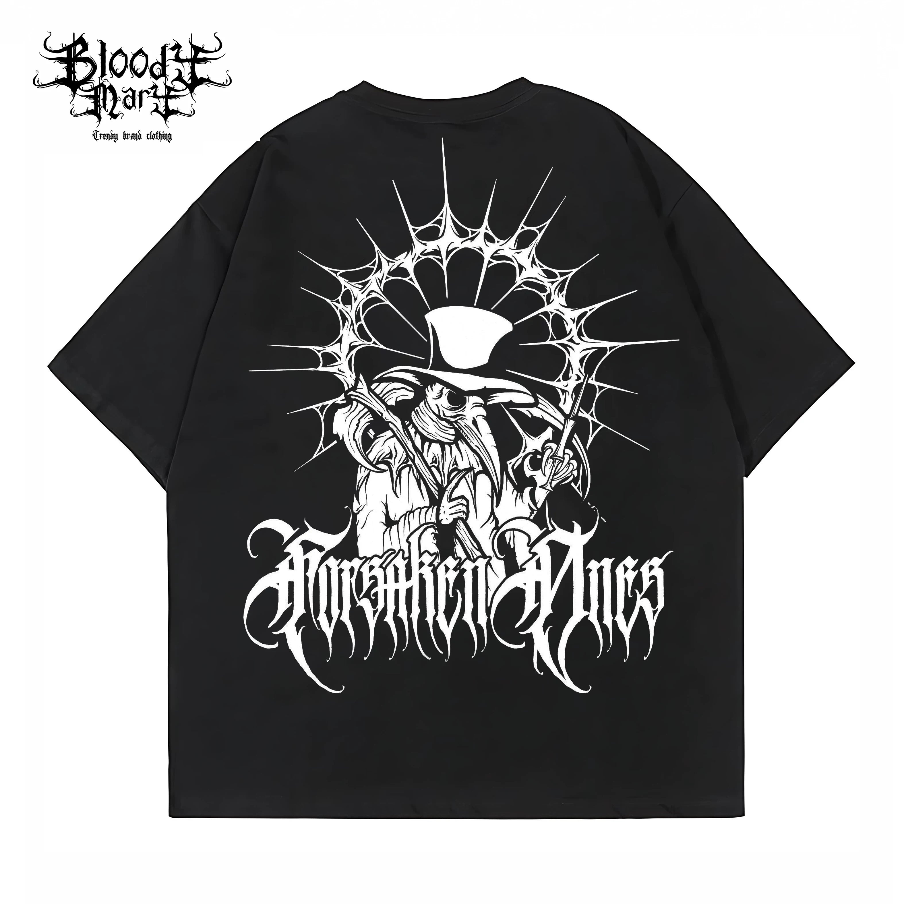 American street rose skeleton short sleeved loose pure cotton heavyweight niche hip-hop fashion brand tattoo artist T-shirt