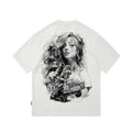 Original Trendy Brand American Street Flower Font Short Sleeve Men's and Women's Loose Cotton Heavy Weight Niche Hip Hop T-shirt