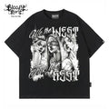 American original trendy brand hip-hop style black short sleeved T-shirt for men and women with heavy letter printing trendy brand gang Chicano