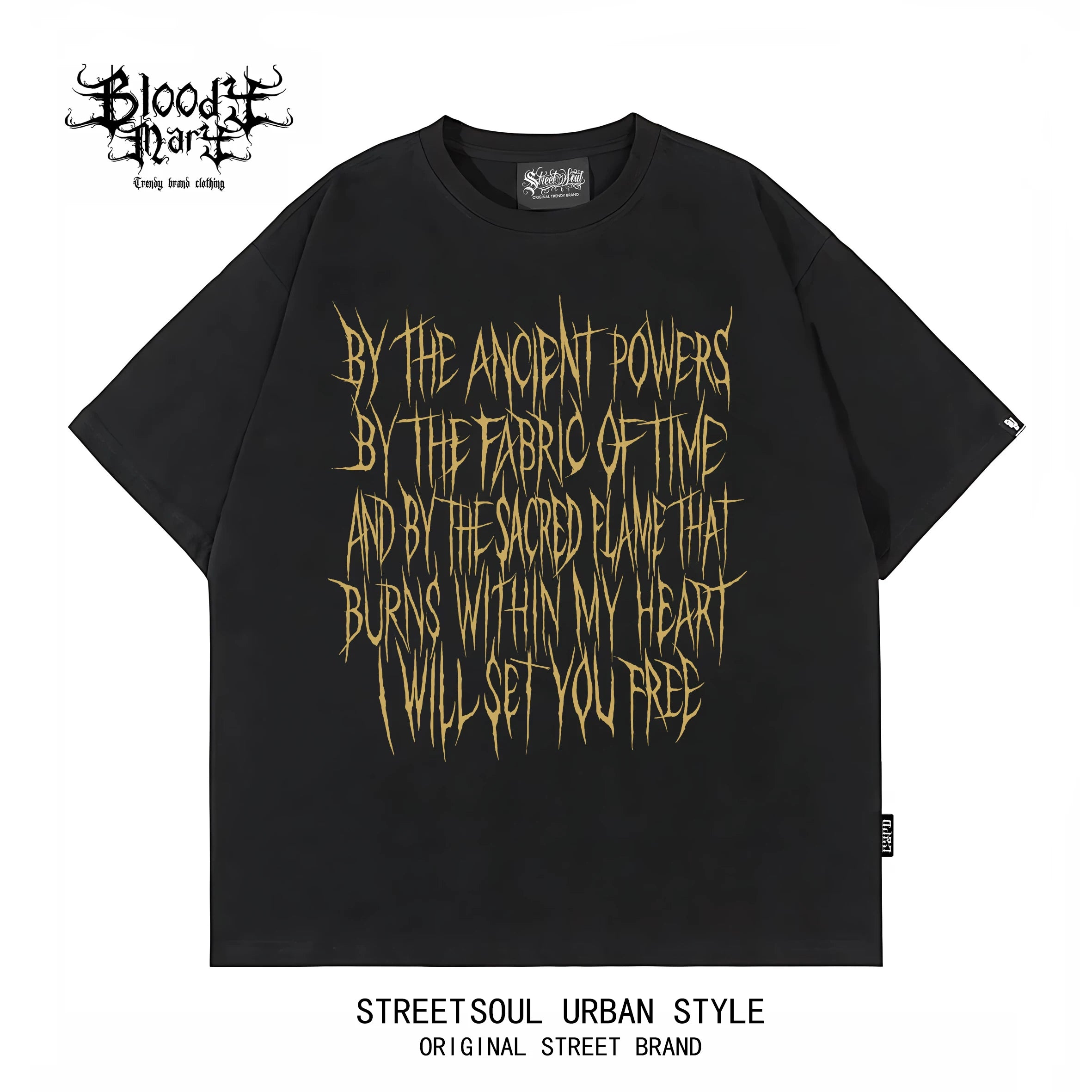 American hip-hop style dark printed short sleeved T-shirt for men, loose and heavyweight pure cotton, niche street flower font trendy brand