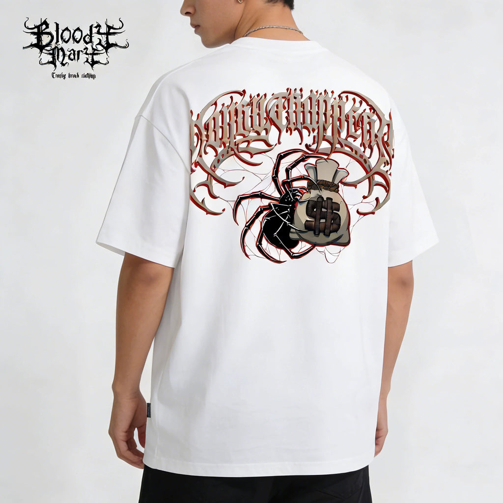 American street West Coast floral font short sleeved loose cotton heavyweight niche hip-hop tattoo artist trendy T-shirt