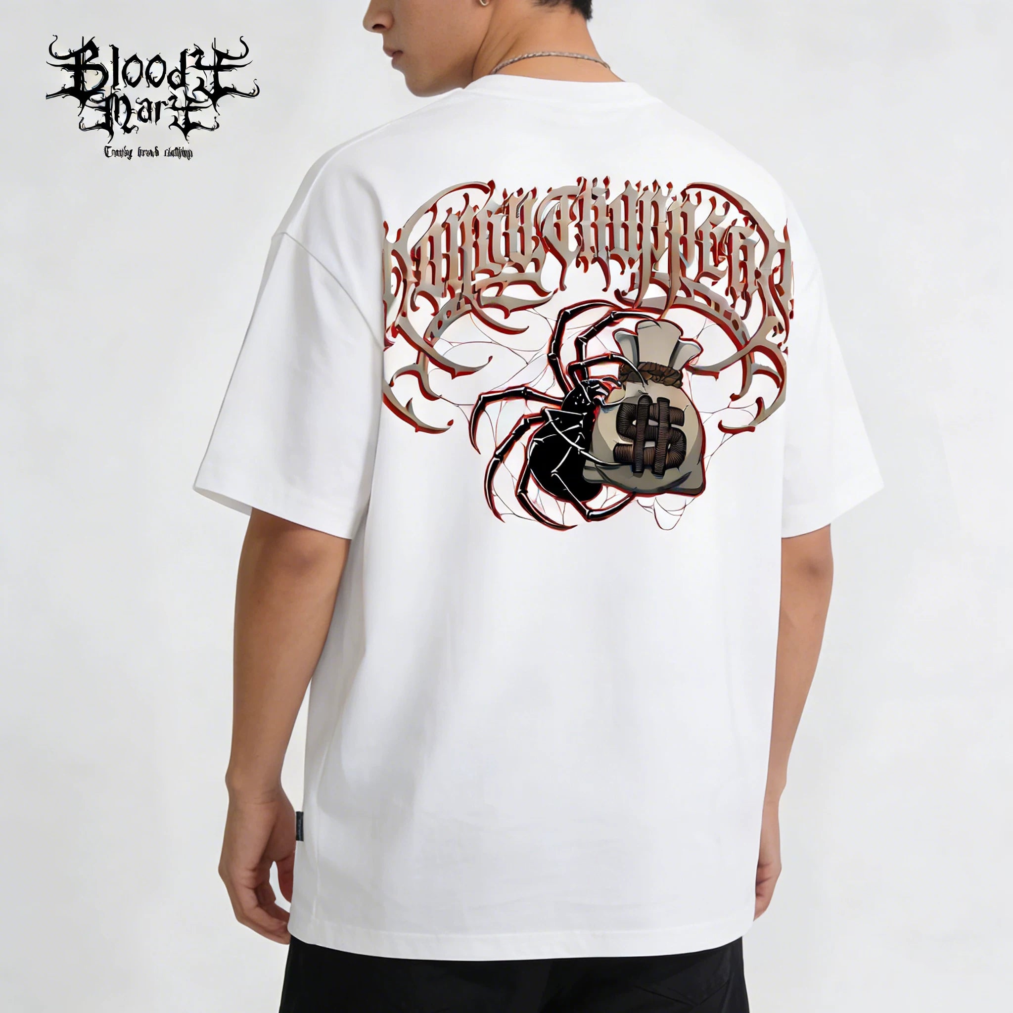 American street West Coast floral font short sleeved loose cotton heavyweight niche hip-hop tattoo artist trendy T-shirt