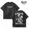 American hip-hop style skeleton tattoo artist floral print short sleeved T-shirt for men and women loose cotton Chicano street