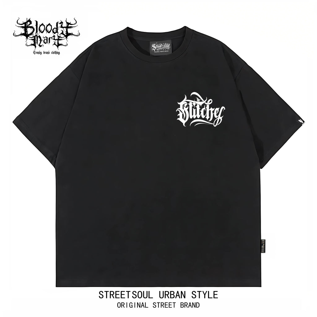 American hip-hop style West Coast Chicano clown print short sleeved T-shirt men's loose heavyweight pure cotton trendy brand top