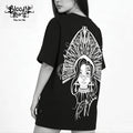Original trendy brand American West Coast floral font heavyweight pure cotton T-shirt ins street round neck hip-hop street dance short sleeved shirt