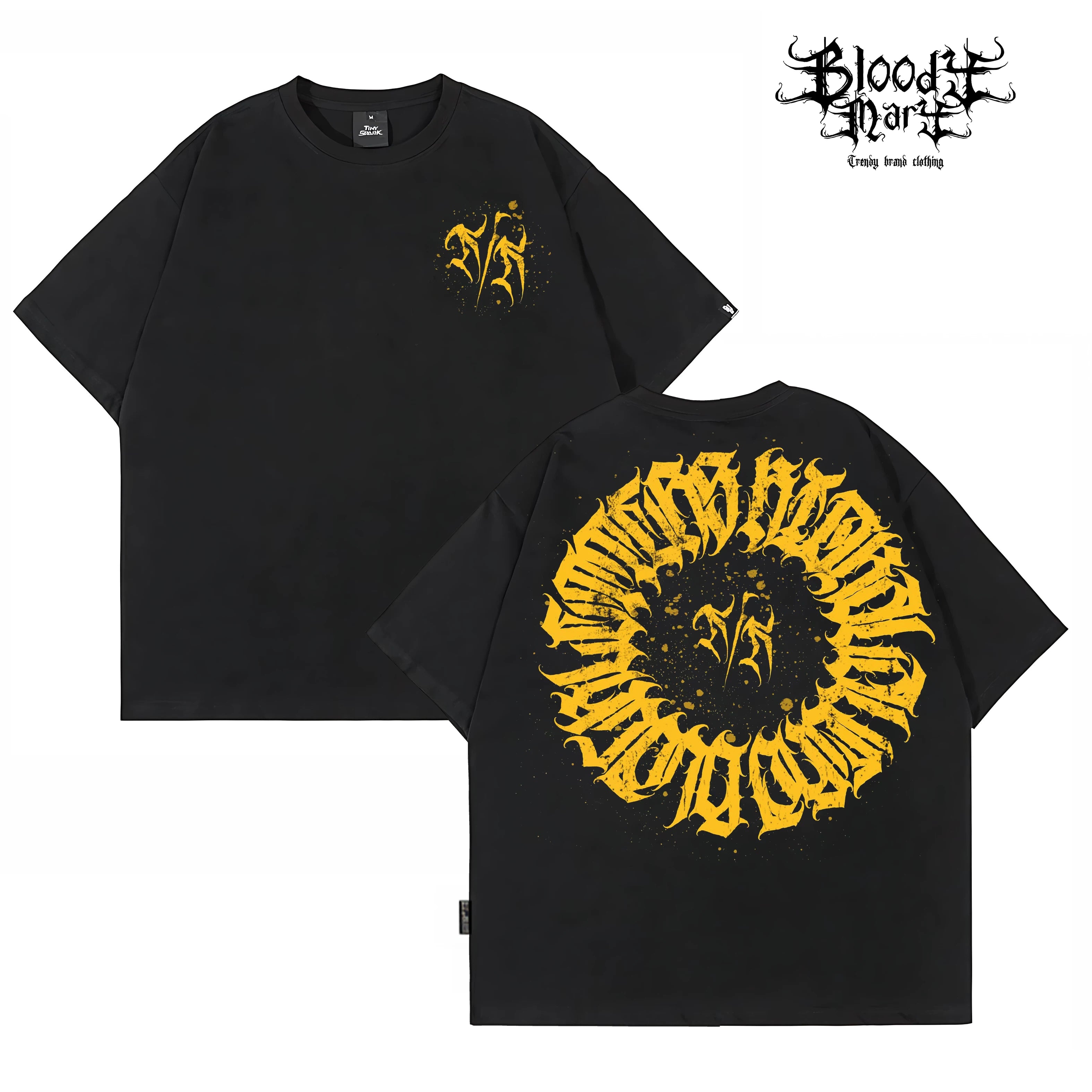 American street retro floral font Chicano West Coast pure cotton heavyweight niche hip-hop tattoo artist trendy T-shirt