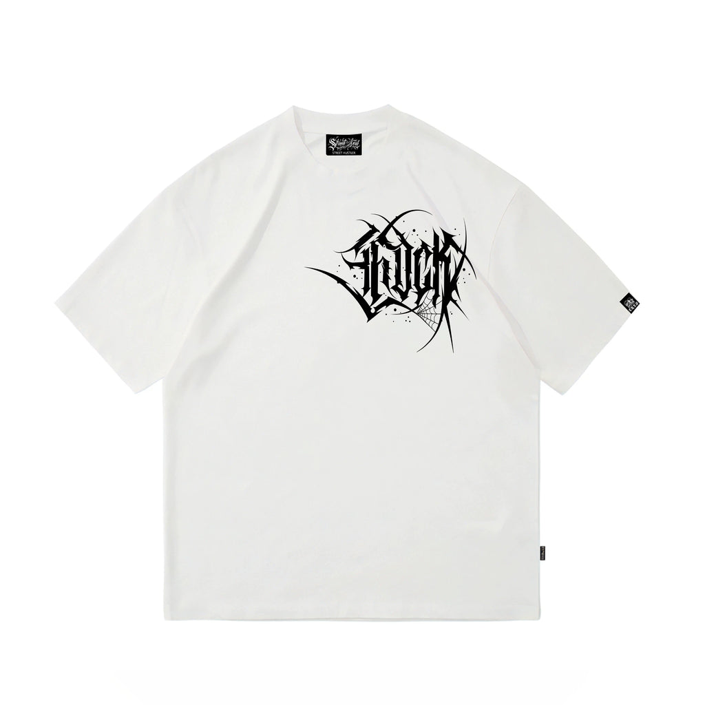 Loose T-shirt Chicano Dark Flower Font West Coast Printed High Street Short Sleeve American Heavy Cotton Trendy Brand