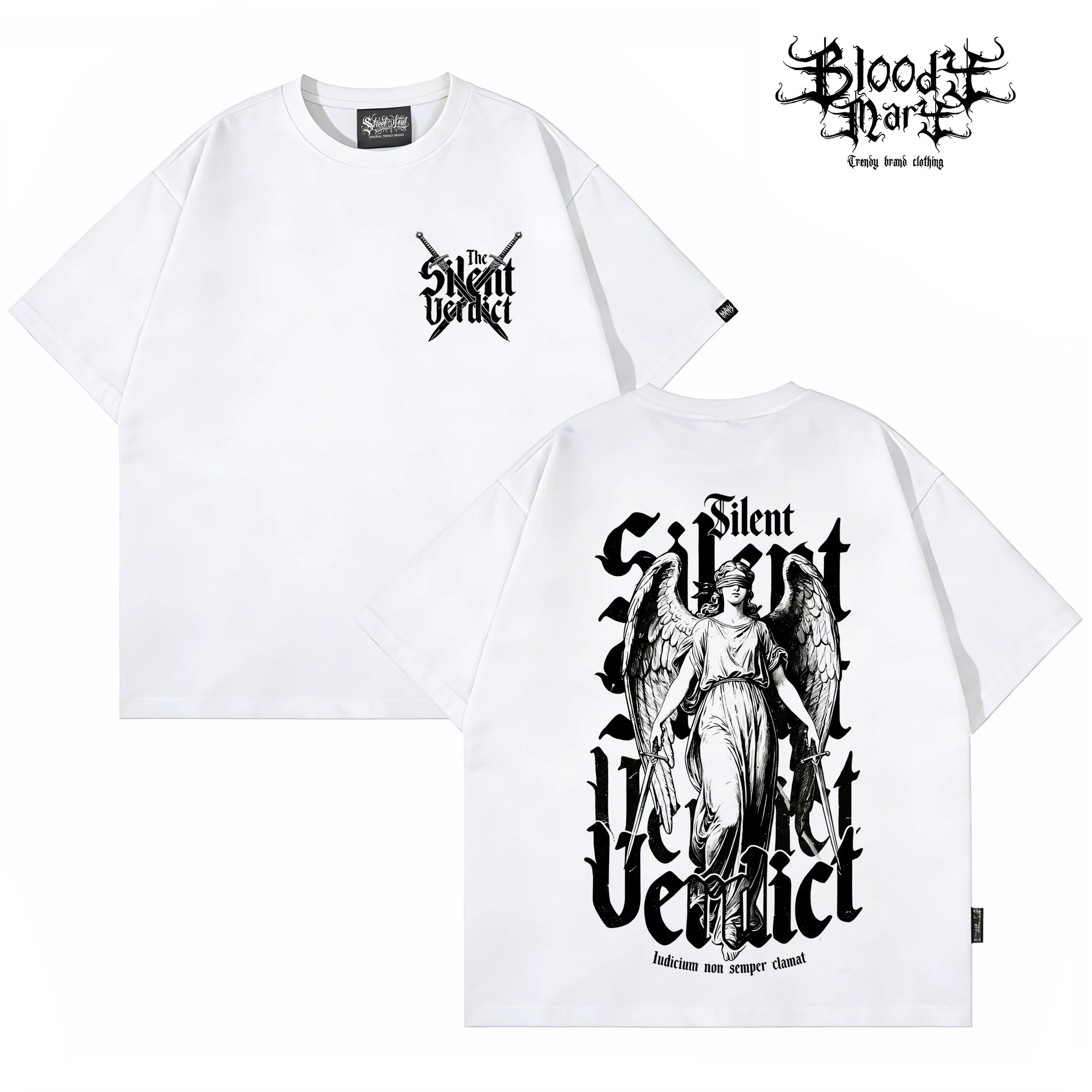 Trendy American Retro Gothic Flower Font Short sleeved T-shirt for Men and Women, Loose Black Print, Trendy High Street
