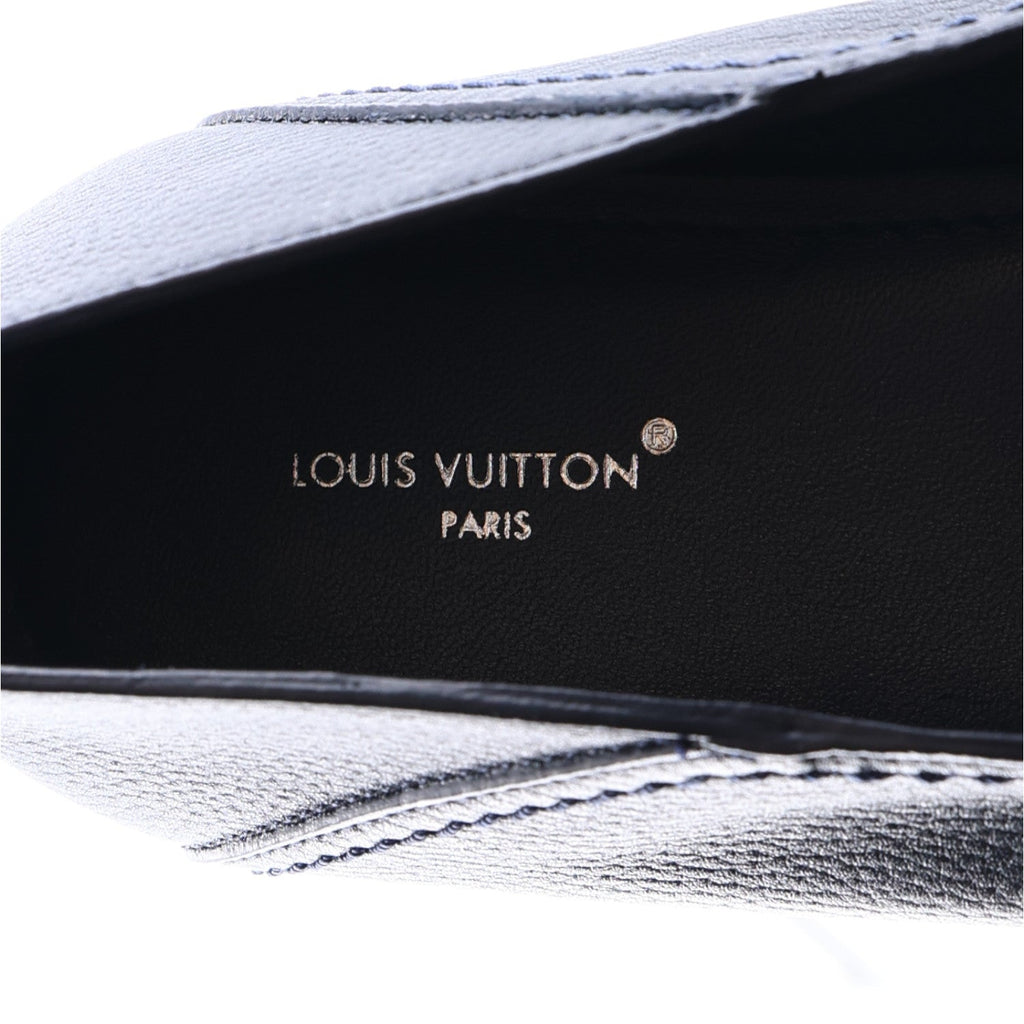 Grained Calfskin Ivy Loafers 40.5 Navy Blue