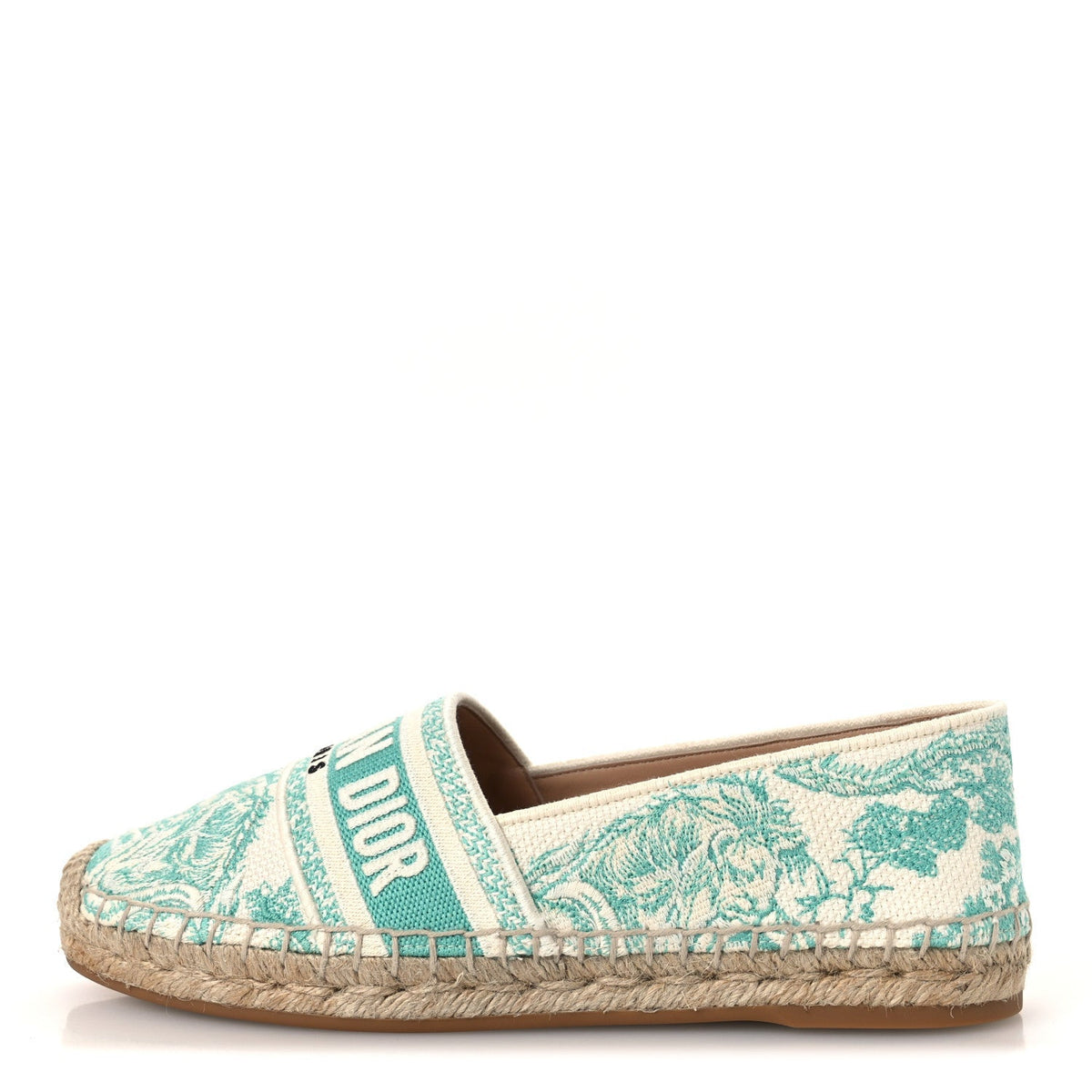 Embroidered Toile De Jouy Granville Espadrille 38.5 Aquamarine