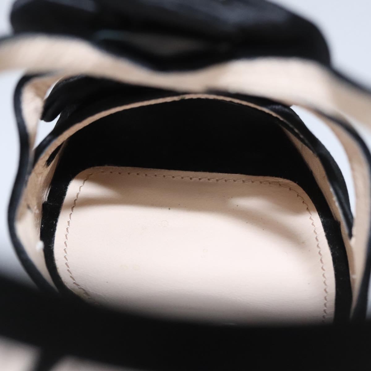 PRADA High heels Satin 37 1/2 Black Auth ac3535