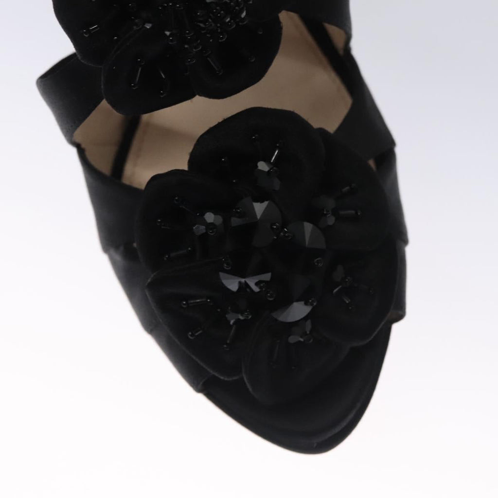 PRADA High heels Satin 37 1/2 Black Auth ac3535