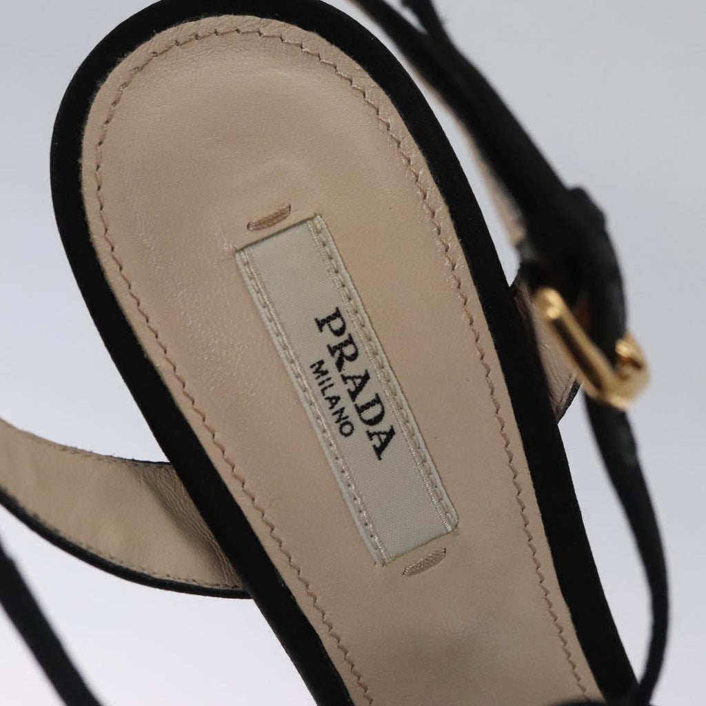 PRADA High heels Satin 37 1/2 Black Auth ac3535