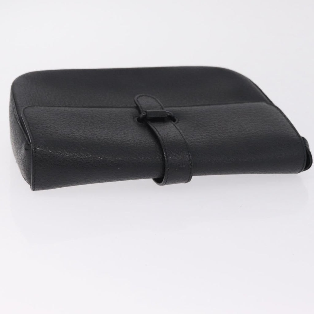 GUCCI Micro GG Clutch Bag Hand Bag Leather 3 Set Black Beige Auth am12787
