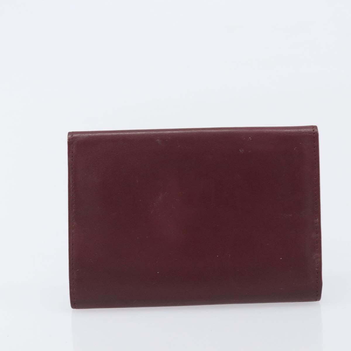 Cartier Must Line Wallet Leather 5 Set Bordeaux Gold Tone Auth am12798