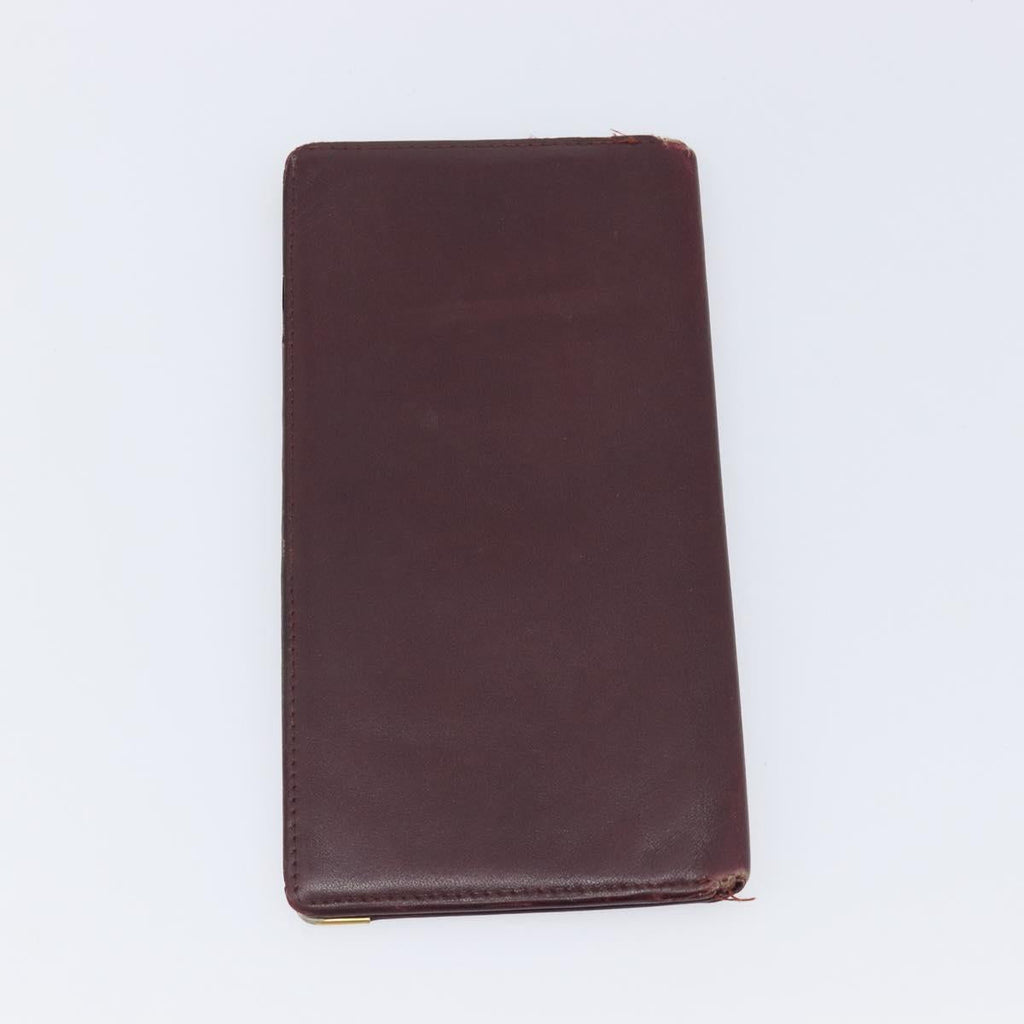 Cartier Must Line Wallet Leather 5 Set Bordeaux Gold Tone Auth am12798