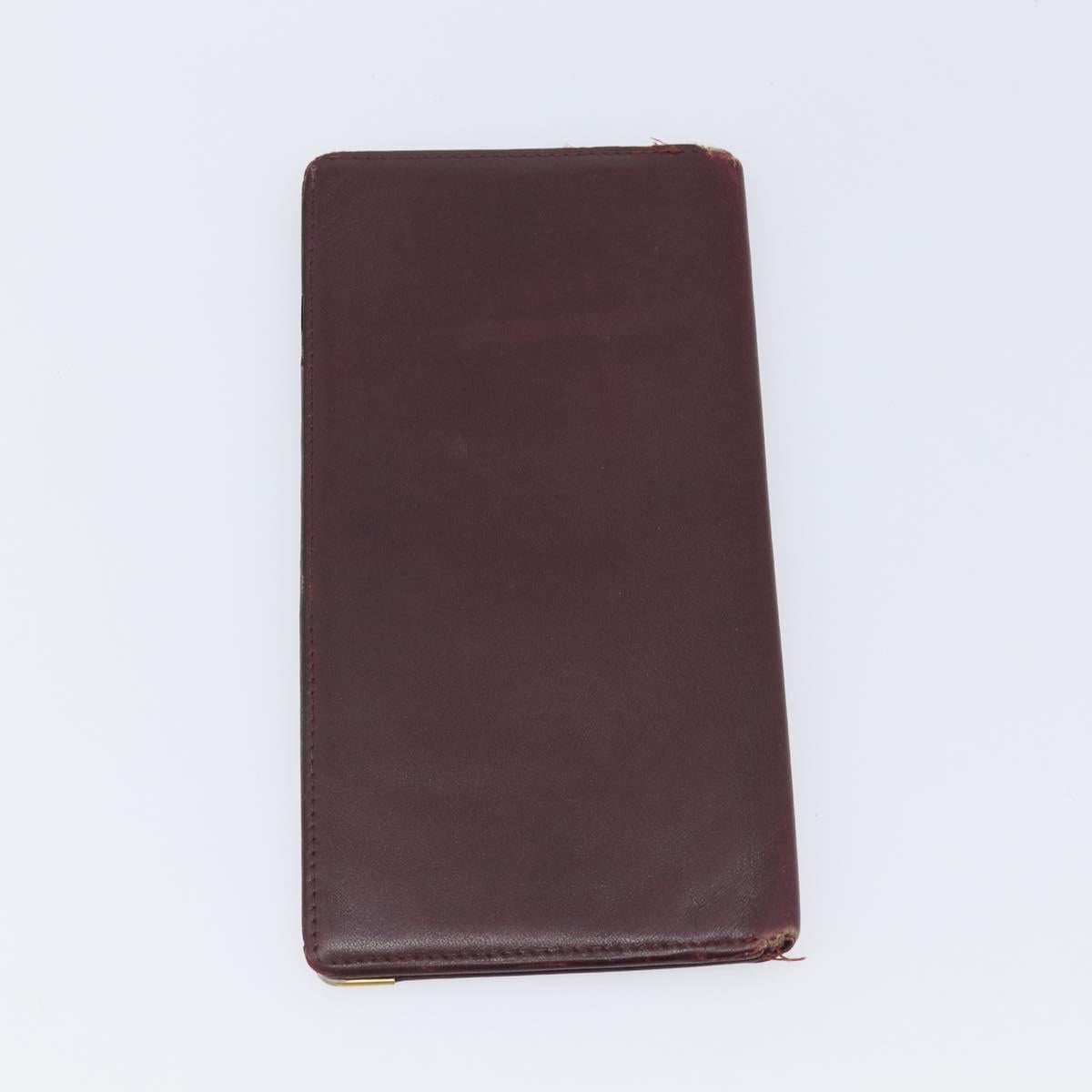 Cartier Must Line Wallet Leather 5 Set Bordeaux Gold Tone Auth am12798