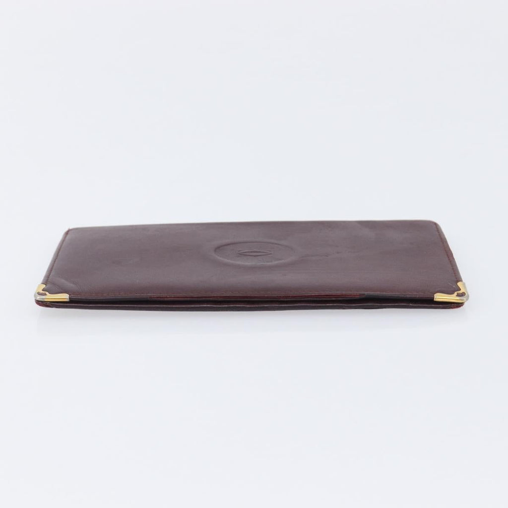 Cartier Must Line Wallet Leather 5 Set Bordeaux Gold Tone Auth am12798