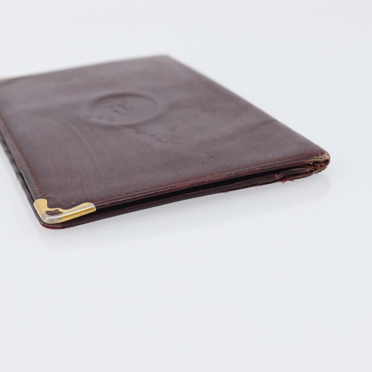 Cartier Must Line Wallet Leather 5 Set Bordeaux Gold Tone Auth am12798