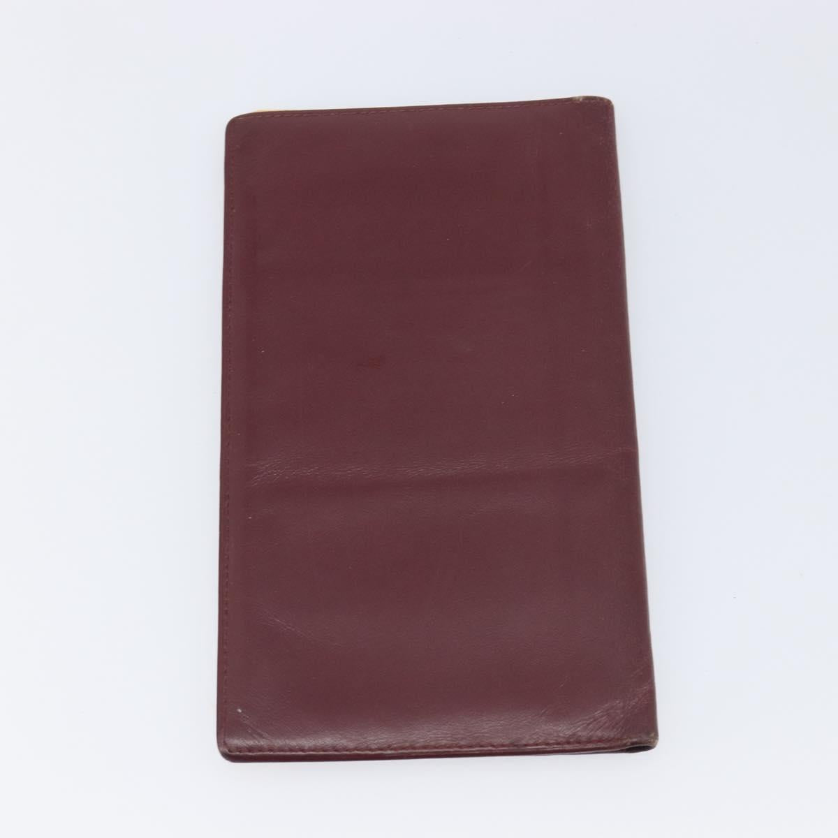 Cartier Must Line Wallet Leather 5 Set Bordeaux Gold Tone Auth am12798