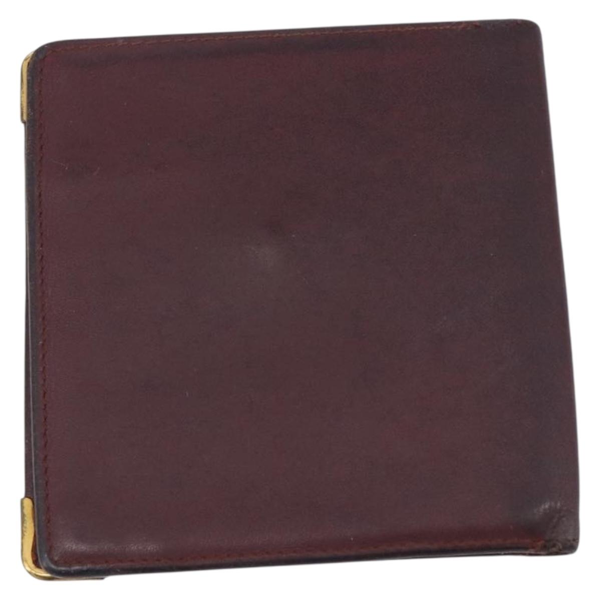 Cartier Must Line Wallet Leather 5 Set Bordeaux Gold Tone Auth am12798