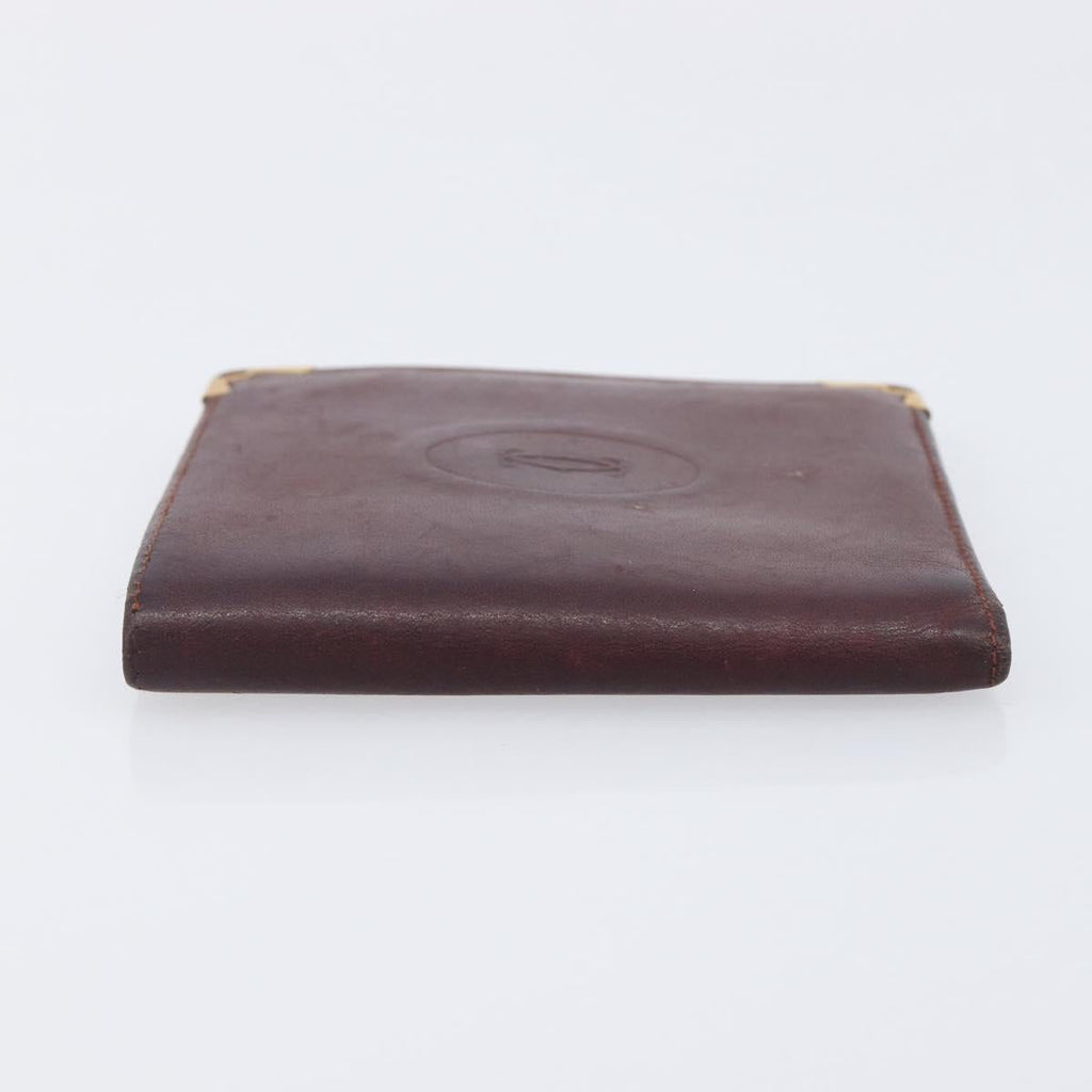 Cartier Must Line Wallet Leather 5 Set Bordeaux Gold Tone Auth am12798