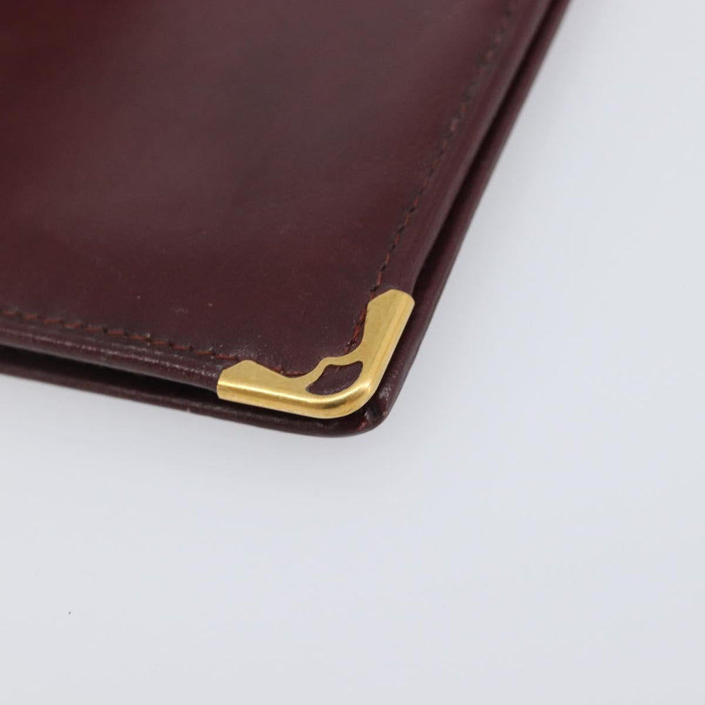 Cartier Must Line Wallet Leather 5 Set Bordeaux Gold Tone Auth am12798