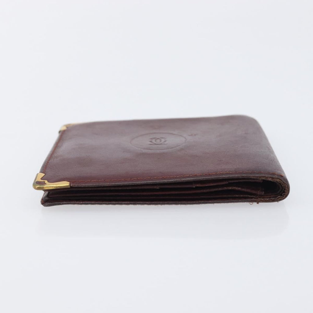 Cartier Must Line Wallet Leather 5 Set Bordeaux Gold Tone Auth am12798