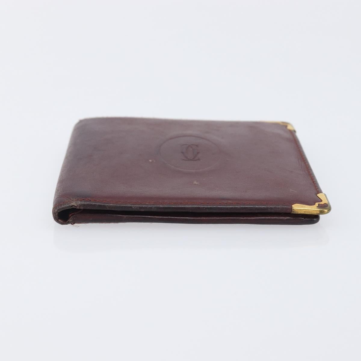 Cartier Must Line Wallet Leather 5 Set Bordeaux Gold Tone Auth am12798