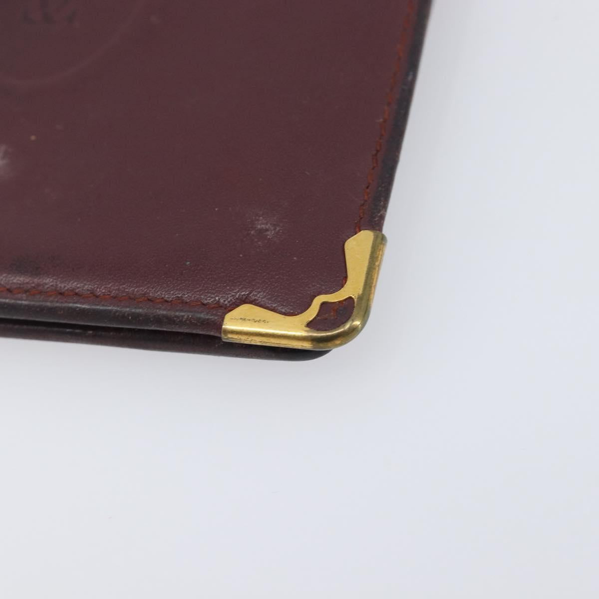 Cartier Must Line Wallet Leather 5 Set Bordeaux Gold Tone Auth am12798