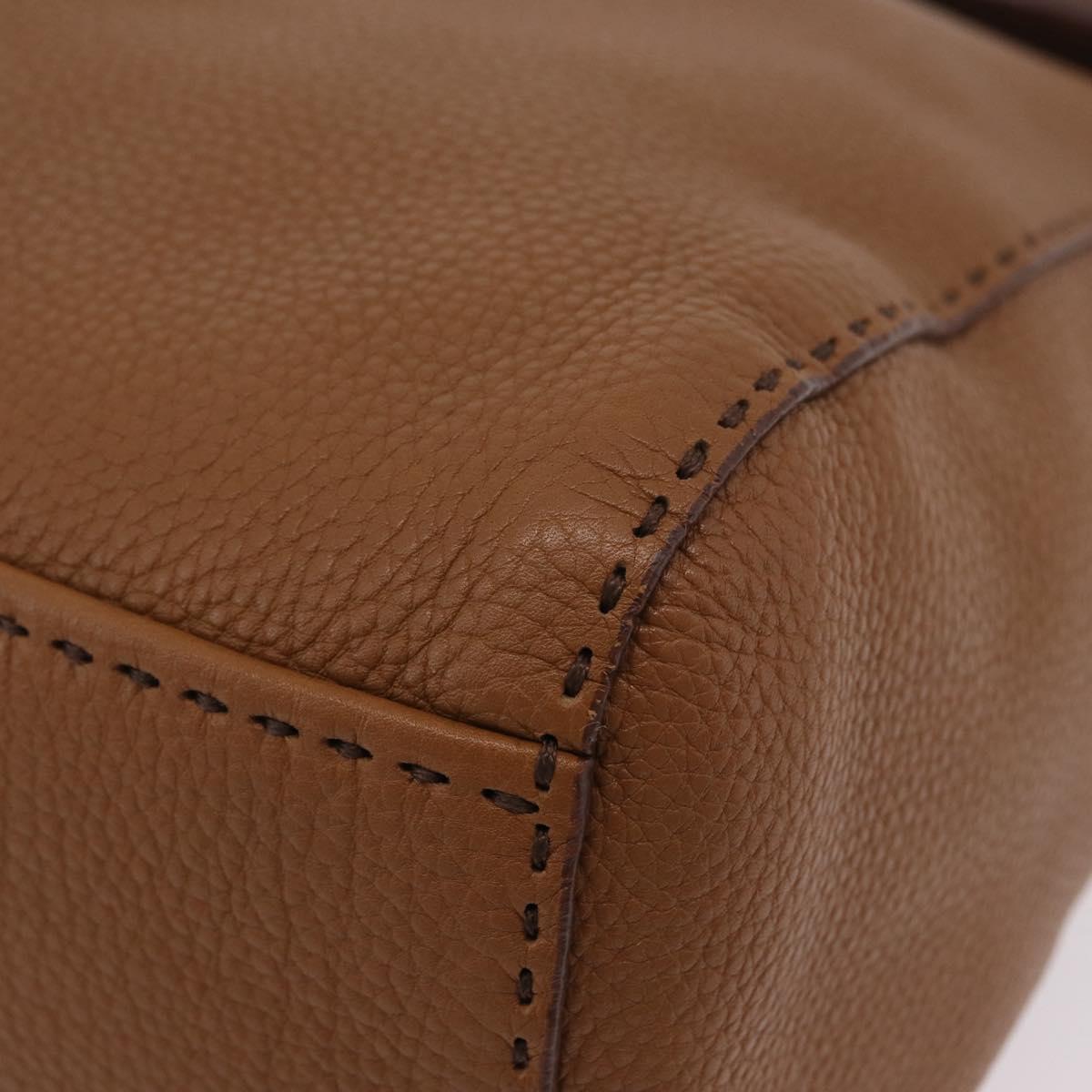 PRADA Shoulder Bag Leather Brown Silver Auth am12821V