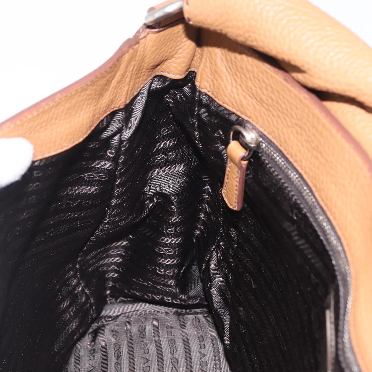 PRADA Shoulder Bag Leather Brown Silver Auth am12821V