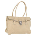 PRADA Tote Bag Leather Ivory Silver Auth am12827A