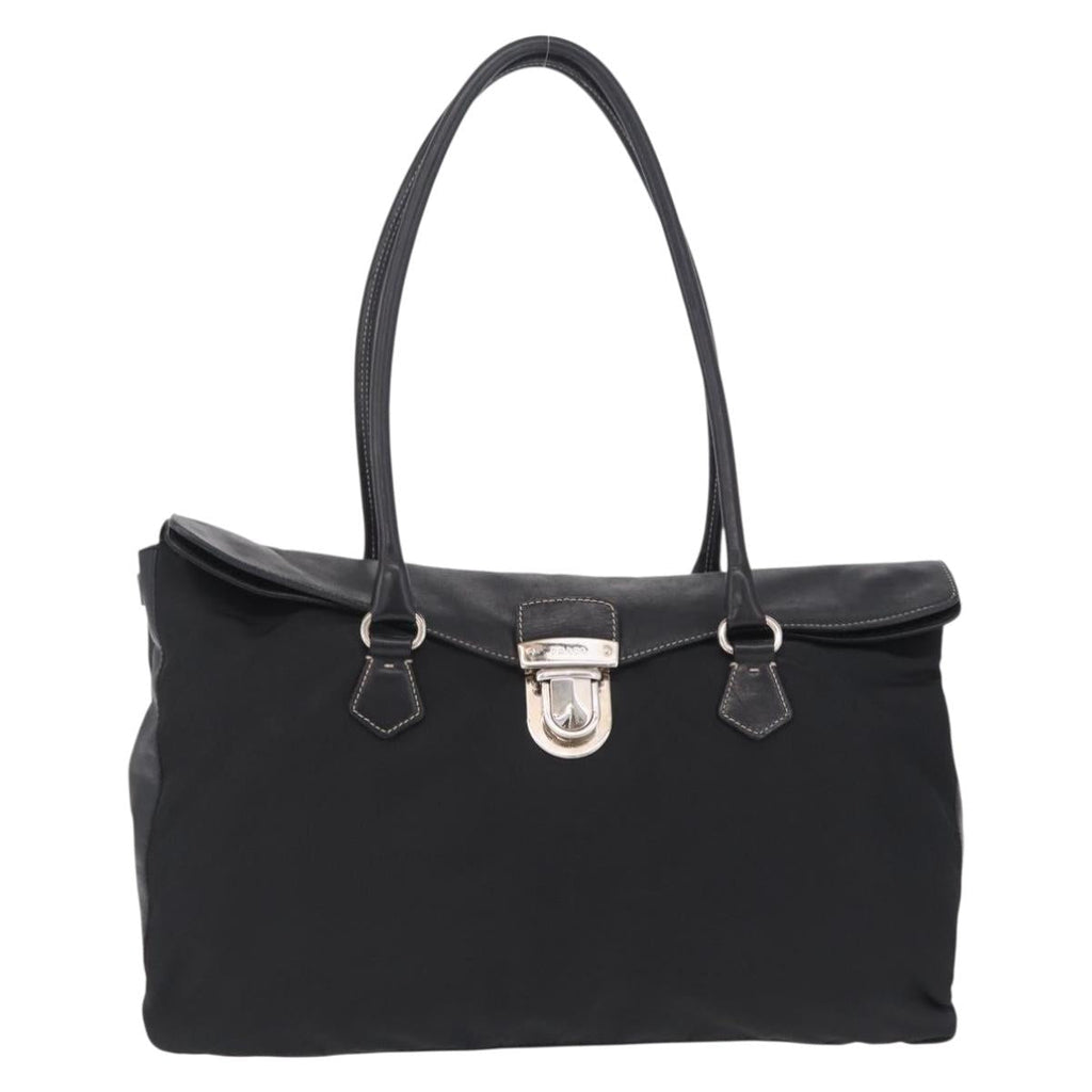 PRADA Tote Bag Nylon Black Silver BR1325 Auth am12835V