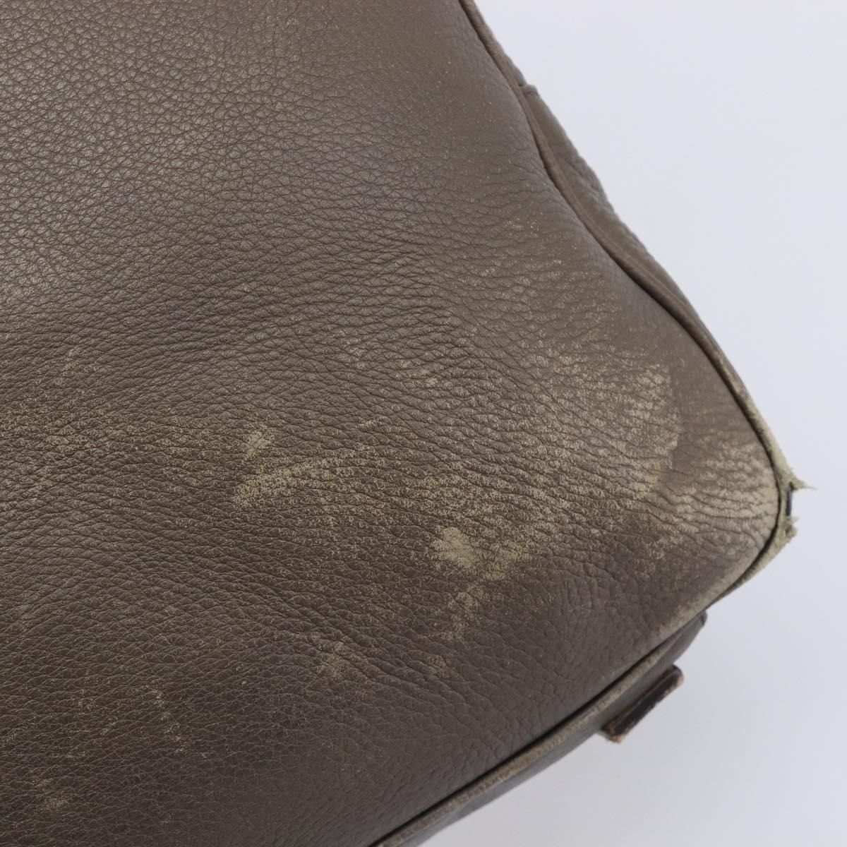 PRADA Boston Bag Leather Gray Silver Auth am12847