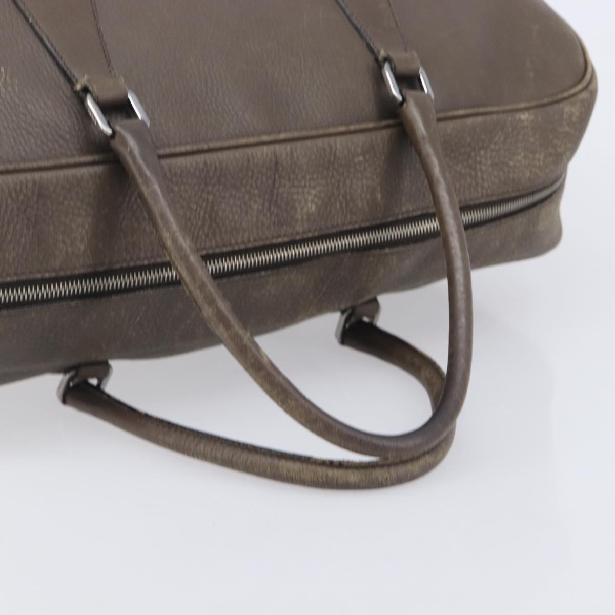 PRADA Boston Bag Leather Gray Silver Auth am12847