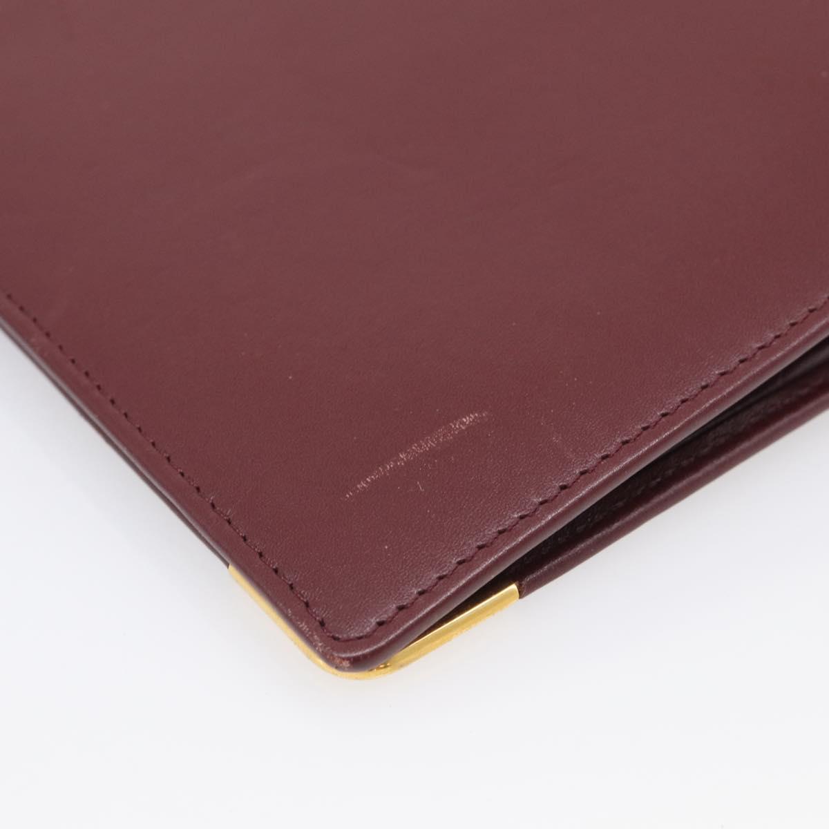 Cartier Must Line Day Planner Cover Leather Bordeaux Gold Tone Auth am12861A