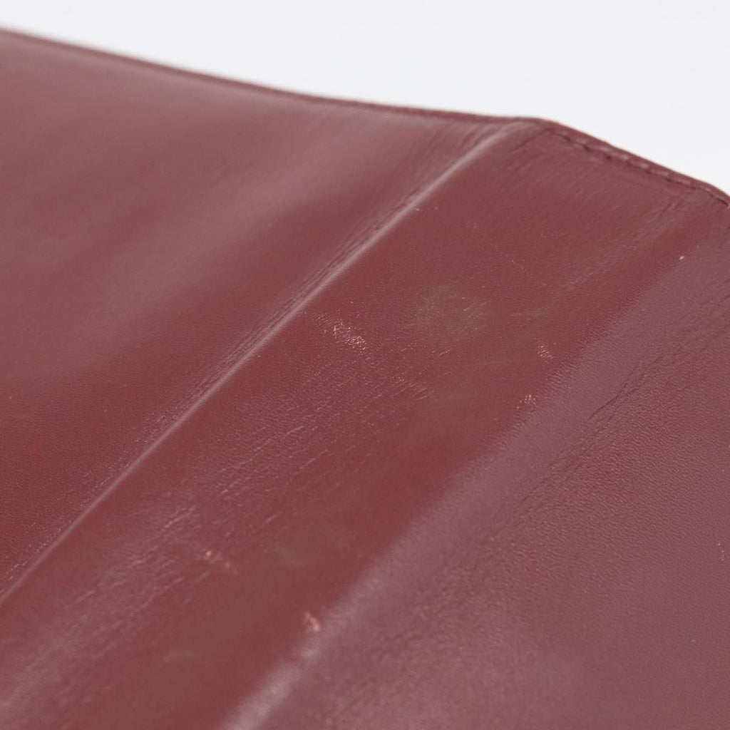 Cartier Must Line Day Planner Cover Leather Bordeaux Gold Tone Auth am12861A