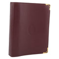 Cartier Must Line Day Planner Cover Leather Bordeaux Gold Tone Auth am12861A