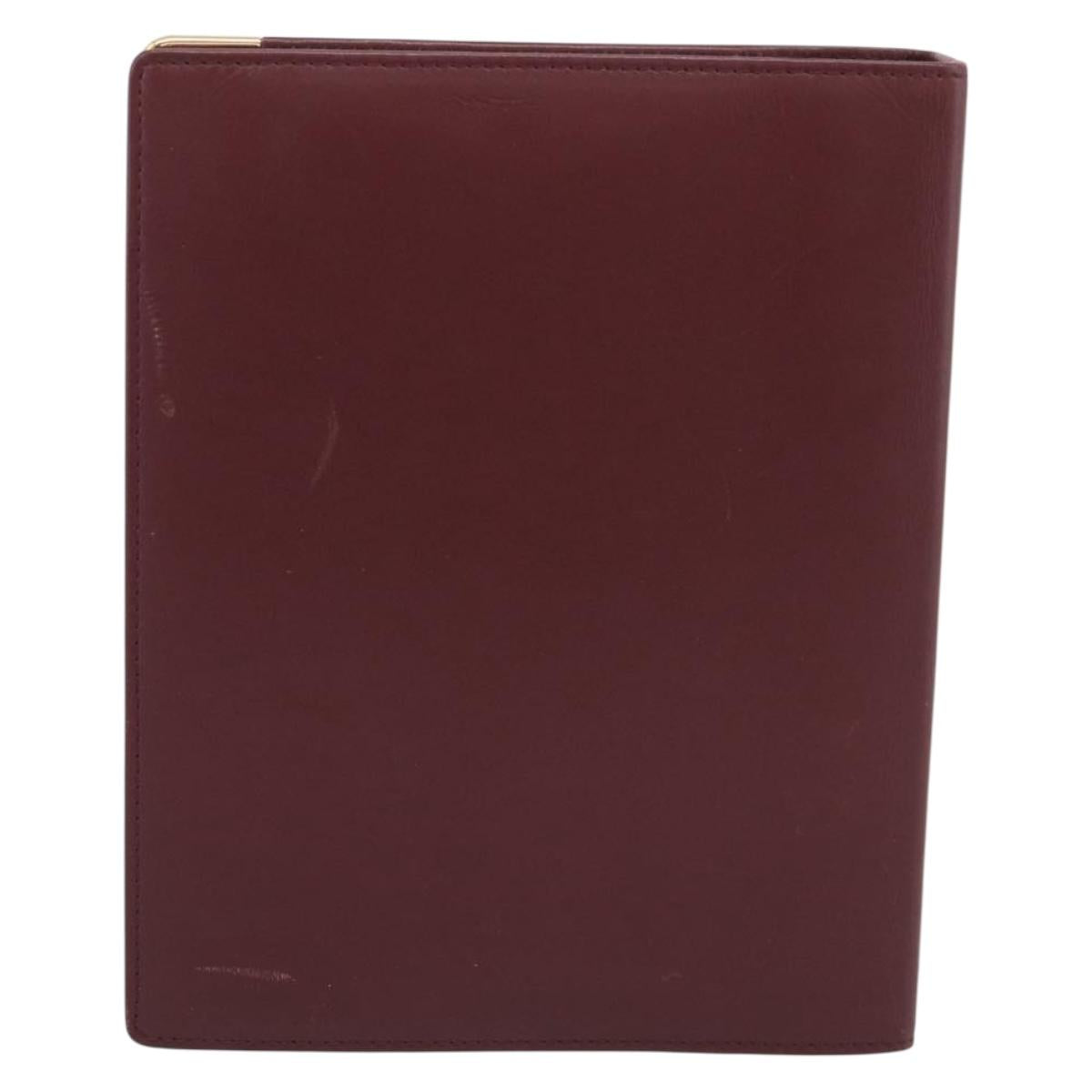 Cartier Must Line Day Planner Cover Leather Bordeaux Gold Tone Auth am12861A