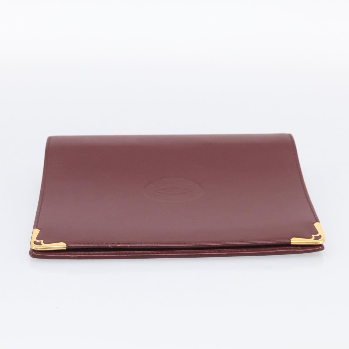 Cartier Must Line Day Planner Cover Leather Bordeaux Gold Tone Auth am12861A