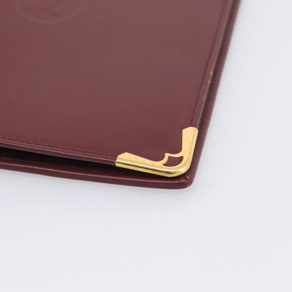 Cartier Must Line Day Planner Cover Leather Bordeaux Gold Tone Auth am12861A