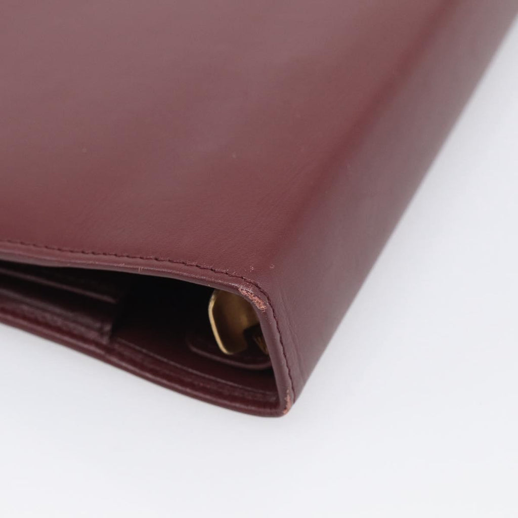Cartier Must Line Day Planner Cover Leather Bordeaux Gold Tone Auth am12861A