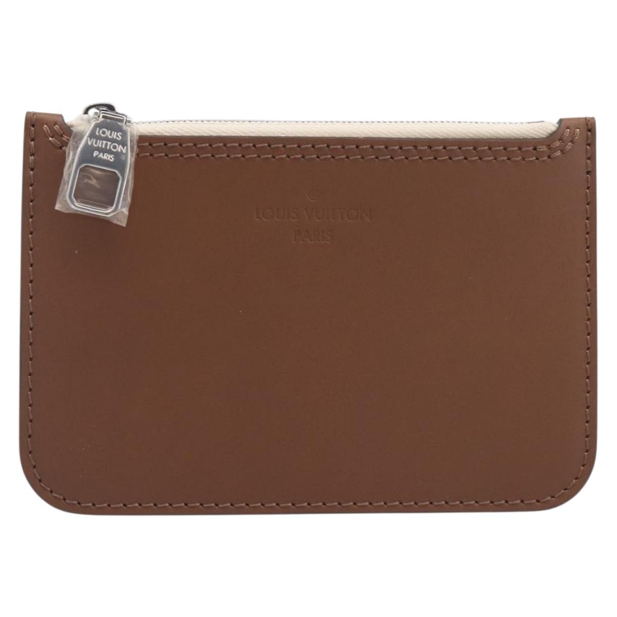 LOUIS VUITTON Mahina PM Pouch Leather Brown LV Auth am12934V